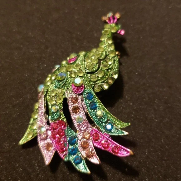 Multicolor Peacock Brooch - Picture 2 of 8